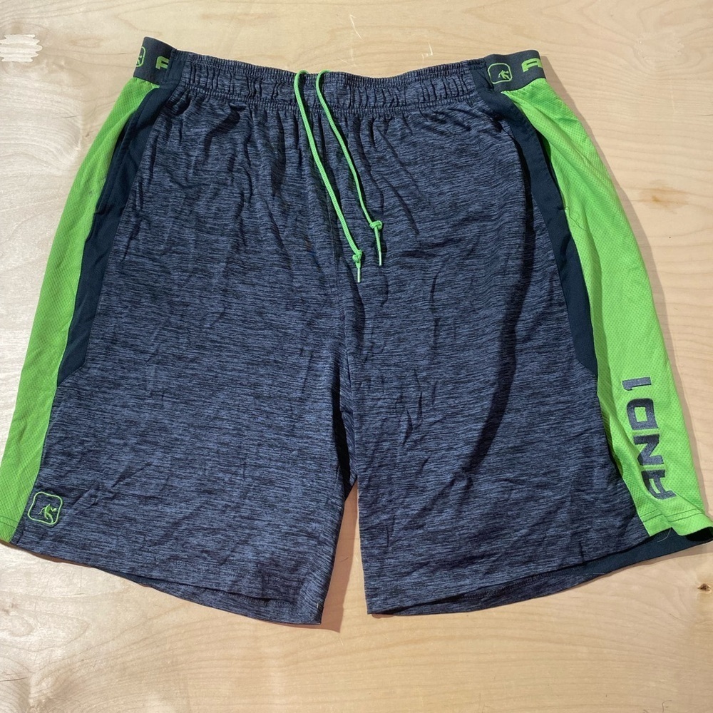 AND1 Men's Gray and Green Athletic Shorts 3 XL (HP) - Picture 4 of 9